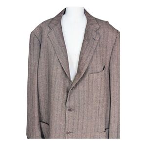 KITON Ciro Paone  Brown Herringbone Cashmere Linen Blazer IT 60 US 50